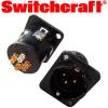 Switchcraft XLR male socket, black body, gold plated pins