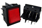 DPST Rocker Switch, Wide Bodied, Red Illuminating