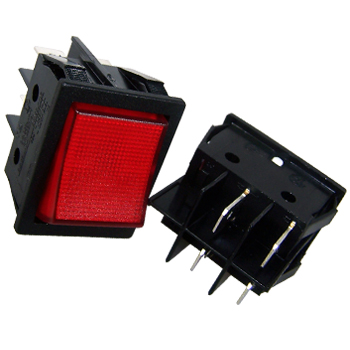 DPST Rocker Switch, Wide Bodied, Red Illuminating