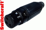 Black bodied, gold plated, female XLR plug