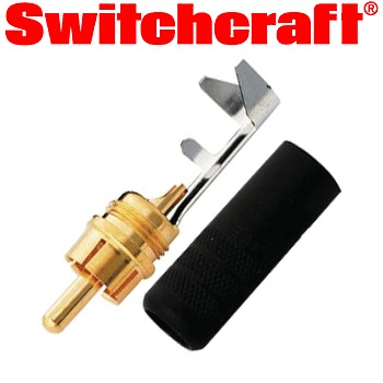 Switchcraft black shell, gold plated phono plug (straight)