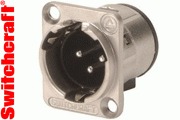 Silver plated male XLR chassis mount socket
