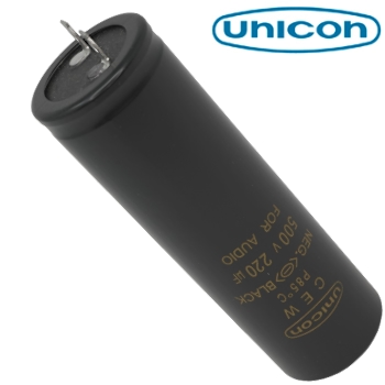 LXN2H221M35100: 220uF 500Vdc Unicon Audio Grade Radial Electrolytic Capacitor