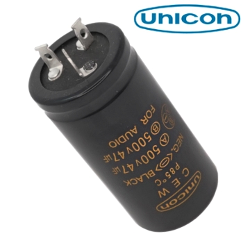 LYN2H470M35070: 47uF + 47uF 500V Unicon Audio Grade Radial Electrolytic Capacitor