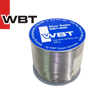 WBT-0820: 4% silver solder, 0.8mm diameter, 250g reel