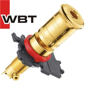 WBT-0763: classic Pole Terminal, Copper alloy, gold-plated (White)