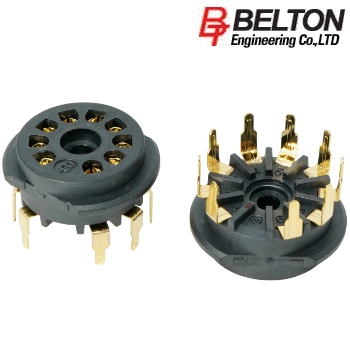 VTB9-PT : Belton B9A 9-pin valve base, PCB mount, gold plated